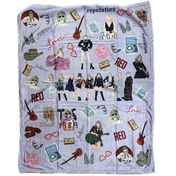 TAYLOR SWIFT SWIFTIE ERAS RED LOVER POETS THROW BLANKET LAP LOVER REPUTATION NEW - Picture 2 of 2